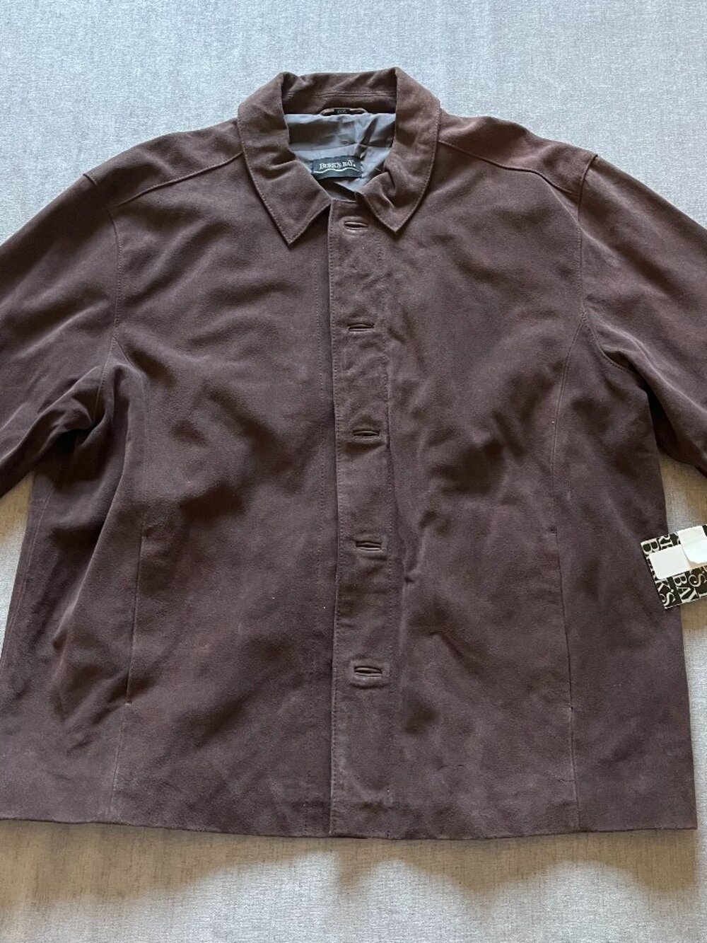Burks Bay Suede Leather Car Coat Jacket Men 3XL Brown Button Casual Outdoor NWT